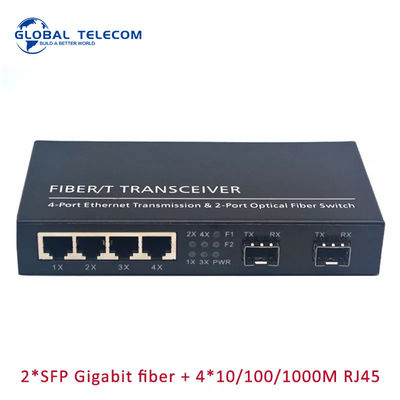 Convertidor de la fibra de 4RJ45 2SFP medios, interruptor de la fibra de 2G4FE Gigabit Ethernet
